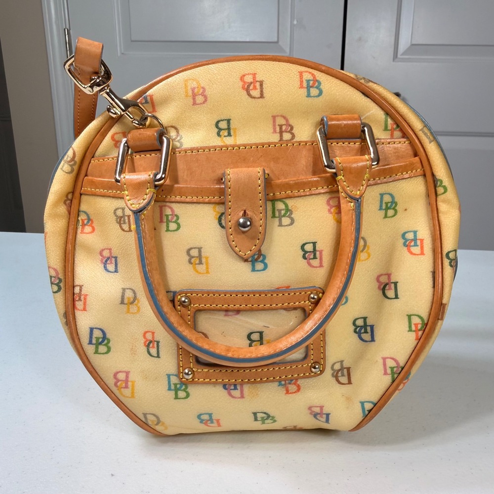 Dooney & Bourke Multi-Color Monogram IT Barrel Bag Vintage Y2K Crossbody Small
